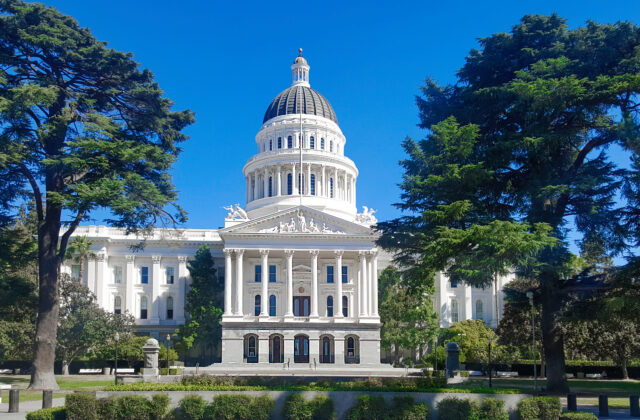 California State Capitol Building From Capitol Mall In Sacramento, Ca