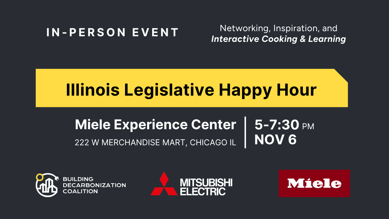 A banner to promote an upcoming event in Chicago, IL on Nov 6