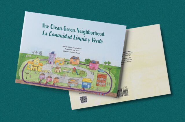 Cover of The Clean Green Neighborhood with illustrations of a community