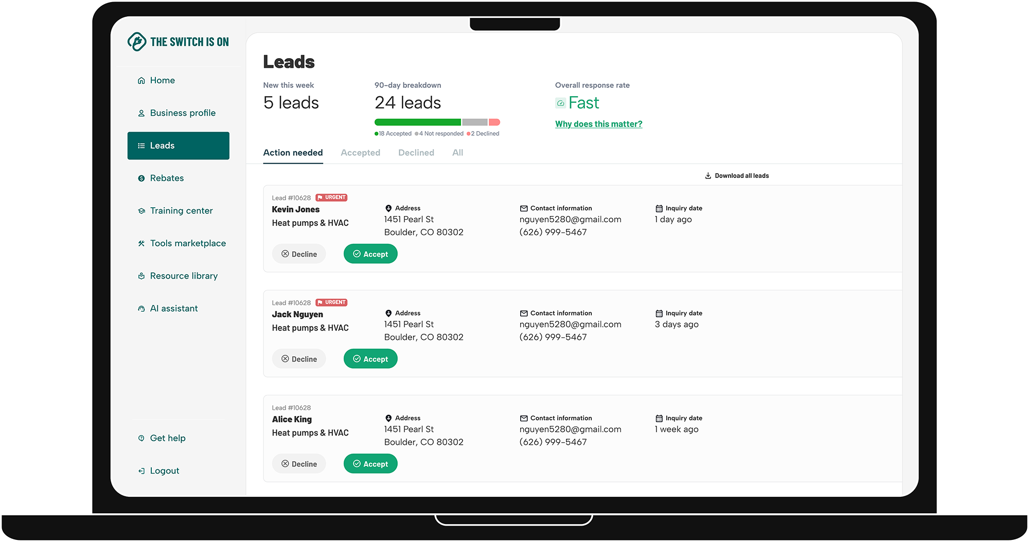 Switch Is On Lead Demo